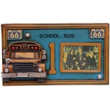 Dekoratif Metal Çerçeve Okul Otobüsü Dekorlu Hediyelik