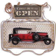 Dekoratif Metal Kapı Yazısı Araba Dekorlu Vintage Hediyelik