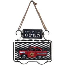 Dekoratif Metal Kapı Yazısı Araba Dekorlu Vintage Hediyelik