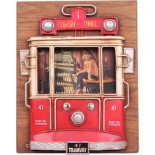 Dekoratif Metal Çerçeve Tramvay Dekorlu Vintage Ev Ofis Hediyelik