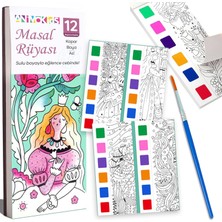 Storemax Oktaysell Animokids Renk Paletli Sulu Boya Kitabı + Fırça, 12 Sayfa Boyama Kitabı, Aktivite Boyama Seti, Çocuklar Için Yeni Nesil Sulu Boya Defteri (Masal Rüyası)