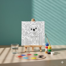 Hobi Universe Çocuklar Için Süper Kahraman Koala Baskılı Eğitici ve Eğlenceli Tuval Boyama Seti