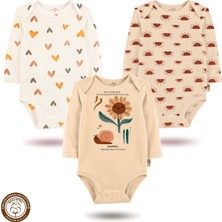 Mahfel 3'lü Premium %100 Pamuklu  Çıtçıtlı Bebek Body Zıbın 748