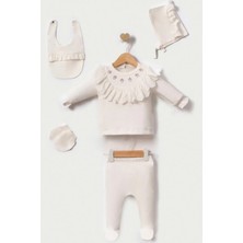 DMR Elegance Lale Nakışlı Yenidoğan Kız Bebek 5 Parça Hastane Çıkışı Zıbın Seti