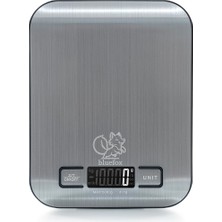 Storemax Oktaysell Bluefox Dijital Mutfak Terazisi - Paslanmaz Çelik Yüzeyli Hassas Mutfak Tartısı - Dara Işlevi, LED Ekran, 5 Birim Dönüştürme ve Otomatik Kapanma Özellikli - 5 kg Tartı Kapasitesi