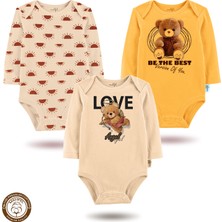 Mahfel 3'lü Premium %100 Pamuklu  Çıtçıtlı Bebek Body Zıbın 827-839