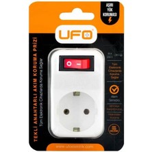 Storemax Oktaysell Ufo Tekli Akım Korumalı Anahtarlı Priz 16A 250V, Max 3500W Aşırı Yük Koruması (Beyaz)
