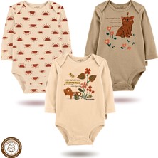 Mahfel 3'lü Premium %100 Pamuklu  Çıtçıtlı Bebek Body Zıbın 761-755