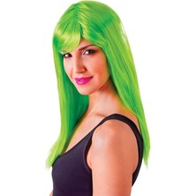 Parti Aksesuar Yeşil Renk Uzun Parti Peruğu