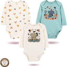 Mahfel 3'lü Premium %100 Pamuklu  Çıtçıtlı Bebek Body Zıbın 820-825