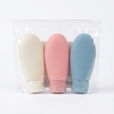 Storemax Oktaysell 3'lü Silikon Seyahat Şişesi Seti – Sızdırmaz ve Doldurulabilir Şampuan, Losyon ve Krem Kabı – Bpa Içermez Yumuşak Dokulu Sıkılabilir Tüp – Çantalı Uçak ve Valiz Düzenleyici – Pastel Renkler