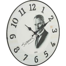Storemax Oktaysell Emores 36 cm Gerçek Bombe Cam Akar Saniye Sessiz Mekanizma Dekoratif Atatürk Duvar Saati