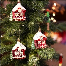 Storemax Oktaysell 3 Adet 8.5 cm Yılbaşı Dağ Evi Dilek Ev Çam Ağacı Süsü Parti Yılbaşı Süslemeleri,kırmızı 3492023275638