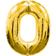 Parti Aksesuar 0 Rakamlı Folyo Balon Gold Renk  40 Inç