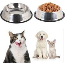 Storemax Oktaysell Aee® 2’li Paslanmaz Çelik Kedi ve Köpek Mama Kabı Su Kabı Seti – Kaydırmaz Silikon Tabanlı – Hijyenik, Dayanıklı ve Kolay Temizlenebilir – Kedi ve Küçük Irk Köpekler Için 16 cm