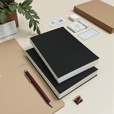 Storemax Oktaysell Fark Tanıtım Özel Tasarım Siyah Kraft Kapaklı A5 Çizgisiz Defter - 180 Derece Açılabilir, Sırtı DIKIŞLI,%100 El Işçiliği, Ofis Için Ideal, Planlayıcı (Çizgisiz)