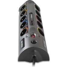 Storemax Oktaysell S-Link Swapp SP10AF USB 3.1A Priz, 1.8m, 1.5mm2, 10'lu Akım Koruyucu + 2 USB Port, Gri