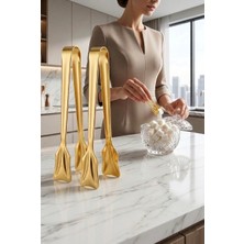 Transformacion Inês Gold 3'lü Paslanmaz Çelik Mini Şeker Maşası Seti 12CM 722952