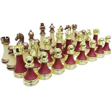 Satranç Taşı Zamak Polyester Krem Bordo Dekoratif Hediyelik