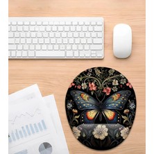 Hamiki Kelebek ve Çiçek Desenli Bilek Destekli Mouse Pad Ergonomik Kaymaz Taban Mousepad Fare Altlığı
