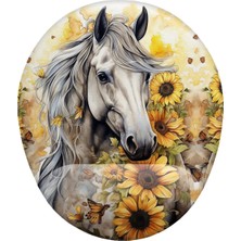 Hamiki At Desenli Bilek Destekli Mouse Pad Ergonomik Kaymaz Taban Mousepad Fare Altlığı