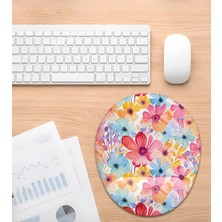 Hamiki Çiçek Desenli Bilek Destekli Mouse Pad Ergonomik Kaymaz Taban Mousepad Fare Altlığı