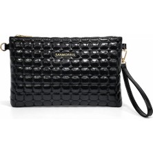 Sanmorris Kadın Suni Deri Siyah Mozaik Desen Ayarlanabilir Çapraz ve El Askılı Portföy, Clutch Çanta 1424