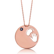 925 Ayar Gümüş El Ayak Izi Anne Kadın Gümüş Kolye