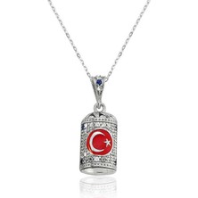 925 Ayar Gümüş Ay Yıldız Cevşen Bayan Kolye