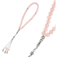 Doğaltaş Metal Püsküllü Pembe Kuvars Tesbih