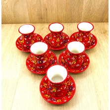 Seramik Çay Bardağı Takımı-Kırmızı