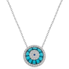 925 Ayar Gümüş Rodyum Camgöz Nazar Kadın Gümüş Kolye