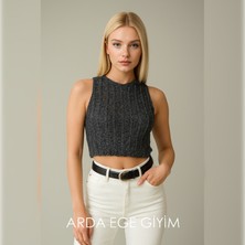 Arda Ege Örgü Simli Bluz Crop