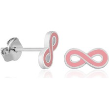 Gümüş Pembe Sonsuzluk Çivili Küpe