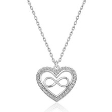 925 Ayar Gümüş  Kalp Sonsuzluk Bayan Gümüş Kolye