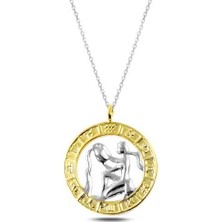 ​925 Ayar Gümüş Gold Kova Burcu Gümüş Kolye