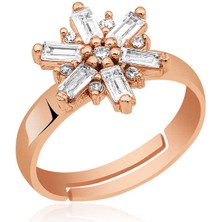 ​925 Ayar Gümüş Rose Rüzgar Gülü Yüzük