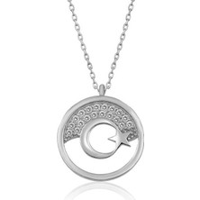 Gümüş Ay Yıldız Bayan Kolye