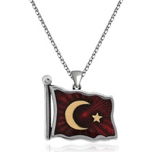 925 Ayar Gümüş Türk Bayrağı Gümüş Kolye