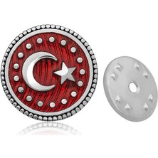 925 Ayar Gümüş Ay Yıldız Rozet