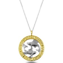 925 Ayar Gümüş Gold Balık Burcu Gümüş Kolye