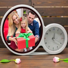 Saatli Sihirli Ayna LED Işıklı Kişiye Özel Fotoğraf Baskılı Fotoğraf Çerçevesi Ev Hediyesi