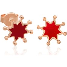 Gümüş Fosforlu Kırmızı Yıldız Küpe