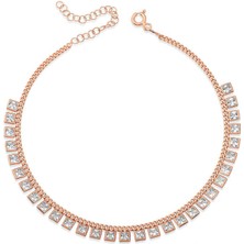 925 Ayar Gümüş Zirkon Taşlı Rose Halhal