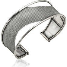 925 Ayar Gümüş Eskitme Desenli Bilezik