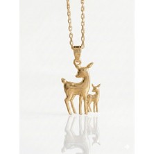 Ashak Accessories Kadın 925 Ayar Gümüş Zincirli Ceylan Anne Çocuk Kız Aile Küçük Ceylanlar Kolye