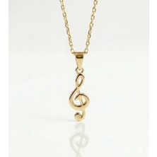 Ashak Accessories Kadın 925 Ayar Gümüş Zincirli Sol Anahtarı Müzik Nota Notası Kolye