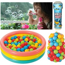 Depomiks Eğlence Paketi: Şişme Tabanlı Bebek Havuzu + 100 Adet Havuz Topu + Köpük Balon Hediyeli!