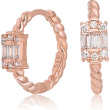 925 Ayar Gümüş Baget Taşlı Kadın Küpe