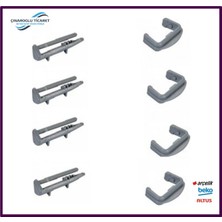 Çınaroğlu Ticaret Arçelik ARY-6045 Eg Bulaşık Makinesi 4+4 Adet Ön ve Arka Sepet Ray Pimi Seti - Dayanıklı Gri Plastik Yedek Parça